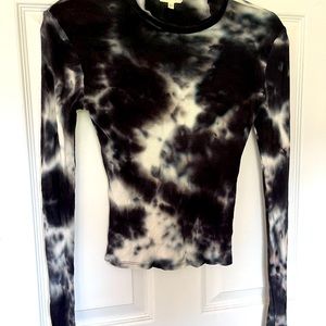 Ribbed Mock Neck Tie Dye Top